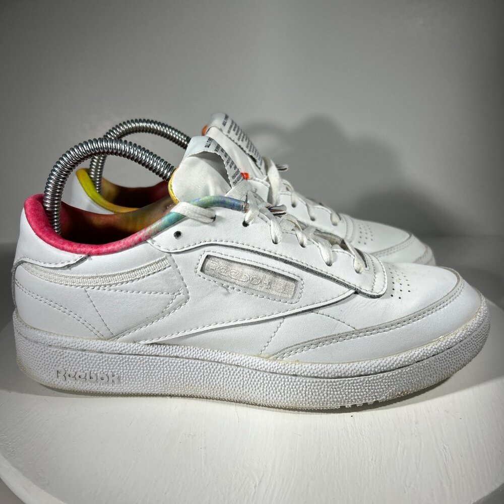 Reebok Club C 85 Pride Mens Casual Leather Shoes Size 7 White Sneakers Rainbow